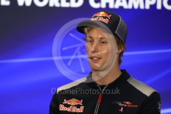 World © Octane Photographic Ltd. Formula 1 - American Grand Prix – Thursday Driver Press Conference – Part 1. Brendon Hartley - Scuderia Toro Rosso. Circuit of the Americas, Austin, Texas, USA. Thursday 19th October 2017. Digital Ref: 1984LB1D2229