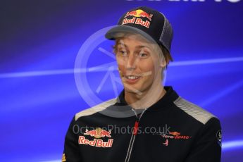 World © Octane Photographic Ltd. Formula 1 - American Grand Prix – Thursday Driver Press Conference – Part 1. Brendon Hartley - Scuderia Toro Rosso. Circuit of the Americas, Austin, Texas, USA. Thursday 19th October 2017. Digital Ref: 1984LB1D2236