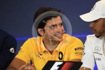 World © Octane Photographic Ltd. Formula 1 - American Grand Prix – Thursday Driver Press Conference – Part 1. Lewis Hamilton - Mercedes AMG Petronas F1 Team and Carlos Sainz - Renault Sport F1 Team. Circuit of the Americas, Austin, Texas, USA. Thursday 19th October 2017. Digital Ref: 1984LB1D2254