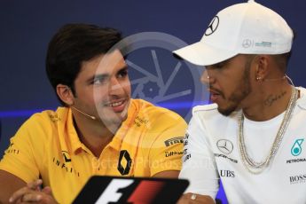 World © Octane Photographic Ltd. Formula 1 - American Grand Prix – Thursday Driver Press Conference – Part 1. Lewis Hamilton - Mercedes AMG Petronas F1 Team and Carlos Sainz - Renault Sport F1 Team. Circuit of the Americas, Austin, Texas, USA. Thursday 19th October 2017. Digital Ref: 1984LB1D2257