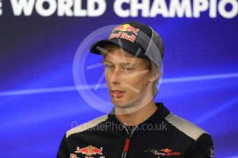 World © Octane Photographic Ltd. Formula 1 - American Grand Prix – Thursday Driver Press Conference – Part 1. Brendon Hartley - Scuderia Toro Rosso. Circuit of the Americas, Austin, Texas, USA. Thursday 19th October 2017. Digital Ref: 1984LB1D2267