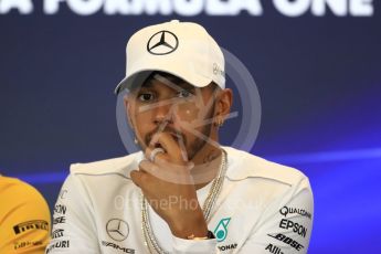 World © Octane Photographic Ltd. Formula 1 - American Grand Prix – Thursday Driver Press Conference – Part 1. Lewis Hamilton - Mercedes AMG Petronas F1 Team. Circuit of the Americas, Austin, Texas, USA. Thursday 19th October 2017. Digital Ref: 1984LB1D2294