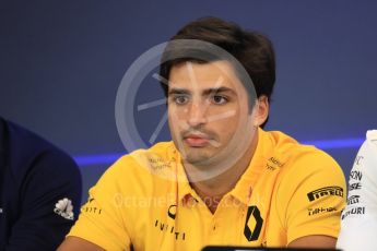 World © Octane Photographic Ltd. Formula 1 - American Grand Prix – Thursday Driver Press Conference – Part 1. Carlos Sainz - Renault Sport F1 Team. Circuit of the Americas, Austin, Texas, USA. Thursday 19th October 2017. Digital Ref: 1984LB1D2305