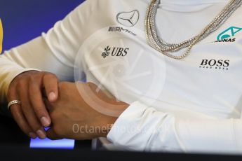 World © Octane Photographic Ltd. Formula 1 - American Grand Prix – Thursday Driver Press Conference – Part 1. Lewis Hamilton - Mercedes AMG Petronas F1 Team. Circuit of the Americas, Austin, Texas, USA. Thursday 19th October 2017. Digital Ref: 1984LB1D2326