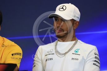 World © Octane Photographic Ltd. Formula 1 - American Grand Prix – Thursday Driver Press Conference – Part 1. Lewis Hamilton - Mercedes AMG Petronas F1 Team. Circuit of the Americas, Austin, Texas, USA. Thursday 19th October 2017. Digital Ref: 1984LB1D2342