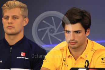 World © Octane Photographic Ltd. Formula 1 - American Grand Prix – Thursday Driver Press Conference – Part 1. Carlos Sainz - Renault Sport F1 Team. Circuit of the Americas, Austin, Texas, USA. Thursday 19th October 2017. Digital Ref: 1984LB1D2347