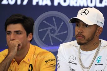 World © Octane Photographic Ltd. Formula 1 - American Grand Prix – Thursday Driver Press Conference – Part 1. Lewis Hamilton - Mercedes AMG Petronas F1 Team and Carlos Sainz - Renault Sport F1 Team. Circuit of the Americas, Austin, Texas, USA. Thursday 19th October 2017. Digital Ref: 1984LB1D2371