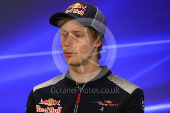 World © Octane Photographic Ltd. Formula 1 - American Grand Prix – Thursday Driver Press Conference – Part 1. Brendon Hartley - Scuderia Toro Rosso. Circuit of the Americas, Austin, Texas, USA. Thursday 19th October 2017. Digital Ref: 1984LB1D2375