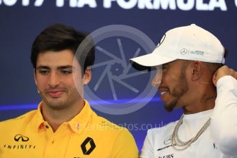 World © Octane Photographic Ltd. Formula 1 - American Grand Prix – Thursday Driver Press Conference – Part 1. Lewis Hamilton - Mercedes AMG Petronas F1 Team and Carlos Sainz - Renault Sport F1 Team. Circuit of the Americas, Austin, Texas, USA. Thursday 19th October 2017. Digital Ref: 1984LB1D2398