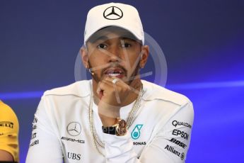 World © Octane Photographic Ltd. Formula 1 - American Grand Prix – Thursday Driver Press Conference – Part 1. Lewis Hamilton - Mercedes AMG Petronas F1 Team. Circuit of the Americas, Austin, Texas, USA. Thursday 19th October 2017. Digital Ref: 1984LB1D2418