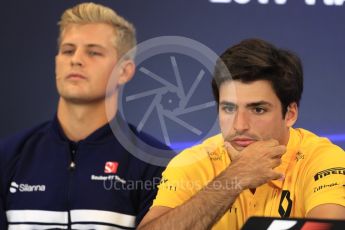 World © Octane Photographic Ltd. Formula 1 - American Grand Prix – Thursday Driver Press Conference – Part 1. Carlos Sainz - Renault Sport F1 Team. Circuit of the Americas, Austin, Texas, USA. Thursday 19th October 2017. Digital Ref: 1984LB1D2439