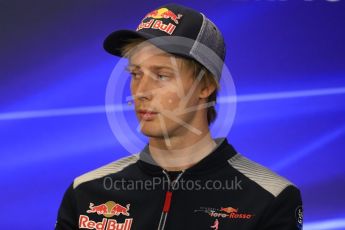 World © Octane Photographic Ltd. Formula 1 - American Grand Prix – Thursday Driver Press Conference – Part 1. Brendon Hartley - Scuderia Toro Rosso. Circuit of the Americas, Austin, Texas, USA. Thursday 19th October 2017. Digital Ref: 1984LB1D2447