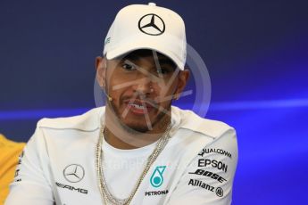 World © Octane Photographic Ltd. Formula 1 - American Grand Prix – Thursday Driver Press Conference – Part 1. Lewis Hamilton - Mercedes AMG Petronas F1 Team. Circuit of the Americas, Austin, Texas, USA. Thursday 19th October 2017. Digital Ref: 1984LB1D2465