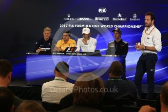 World © Octane Photographic Ltd. Formula 1 - American Grand Prix – Thursday Driver Press Conference – Part 1 Marcus Ericsson – Sauber F1 Team, Brendon Hartley - Scuderia Toro Rosso, Lewis Hamilton - Mercedes AMG Petronas F1 Team and Carlos Sainz - Scuderia Toro Rosso. Circuit of the Americas, Austin, Texas, USA. Thursday 19th October 2017. Digital Ref: 1984LB2D5594