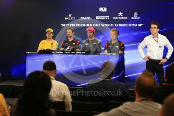 World © Octane Photographic Ltd. Formula 1 - American Grand Prix – Thursday Driver Press Conference – Part 2. Fernando Alonso - McLaren Honda, Romain Grosjean - Haas F1 Team, Nico Hulkenberg - Renault Sport F1 Team and Kevin Magnussen - Haas F1 Team. Circuit of the Americas, Austin, Texas, USA. Thursday 19th October 2017. Digital Ref: 1984LB2D5627