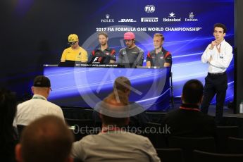 World © Octane Photographic Ltd. Formula 1 - American Grand Prix – Thursday Driver Press Conference – Part 2. Fernando Alonso - McLaren Honda, Romain Grosjean - Haas F1 Team, Nico Hulkenberg - Renault Sport F1 Team and Kevin Magnussen - Haas F1 Team. Circuit of the Americas, Austin, Texas, USA. Thursday 19th October 2017. Digital Ref: 1984LB2D5657