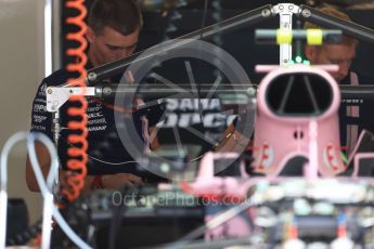 World © Octane Photographic Ltd. Formula 1 - American Grand Prix - Thursday - Pit Lane. Sahara Force India VJM10. Circuit of the Americas, Austin, Texas, USA. Thursday 19th October 2017. Digital Ref: 1983LB1D2737