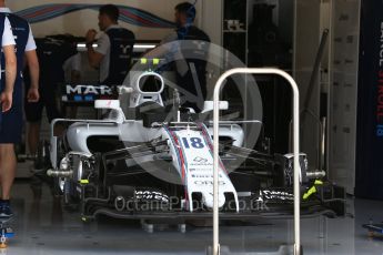 World © Octane Photographic Ltd. Formula 1 - American Grand Prix - Thursday - Pit Lane. Lance Stroll - Williams Martini Racing FW40. Circuit of the Americas, Austin, Texas, USA. Thursday 19th October 2017. Digital Ref: