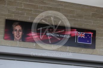 World © Octane Photographic Ltd. Formula 1 - American Grand Prix - Thursday - Pit Lane. Brendon Hartley - Scuderia Toro Rosso STR12. Circuit of the Americas, Austin, Texas, USA. Thursday 19th October 2017. Digital Ref: 1983LB2D5736