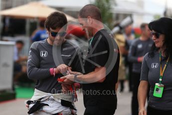 World © Octane Photographic Ltd. Formula 1 - American Grand Prix - Thursday - Pit Lane. Fernando Alonso - McLaren Honda MCL32. Circuit of the Americas, Austin, Texas, USA. Thursday 19th October 2017. Digital Ref: 1983LB2D5756