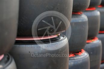 World © Octane Photographic Ltd. Formula 1 - American Grand Prix - Thursday - Pit Lane. Pirelli Pink Tyres to raise awareness for Breast Cancer. Circuit of the Americas, Austin, Texas, USA. Thursday 19th October 2017. Digital Ref: 1983LB2D5773