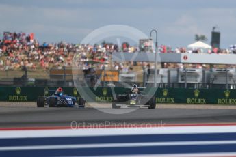 World © Octane Photographic Ltd. Formula 4 – F4 United States Championship - American Grand Prix – Race 1. Circuit of the Americas (COTA), Austin, Texas, USA. Saturday 21st October 2017. Dakota Dickerson - Kiwi Motorsport LTD and Kory Enders - DE Force Racing. Digital Ref:1982LB1D7200