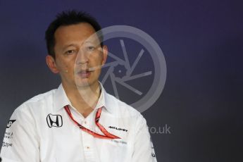 World © Octane Photographic Ltd. Formula 1 - Austria Grand Prix - FIA Team Press Conference, Part 1. Yusuke Hasegawa – Chief of Honda F1 project. Red Bull Ring, Spielberg, Austria. Friday 7th July 2017. Digital Ref: 1866LB1D1448