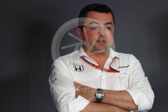 World © Octane Photographic Ltd. Formula 1 - Austria Grand Prix – FIA Team Press Conference, Part 1. Eric Boullier - Racing Director of McLaren Honda. Red Bull Ring, Spielberg, Austria. Friday 7th July 2017. Digital Ref: 1866LB1D1467