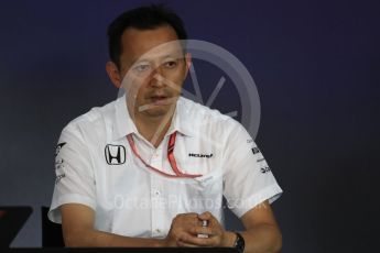 World © Octane Photographic Ltd. Formula 1 - Austria Grand Prix - FIA Team Press Conference, Part 1. Yusuke Hasegawa – Chief of Honda F1 project. Red Bull Ring, Spielberg, Austria. Friday 7th July 2017. Digital Ref: 1866LB1D1538