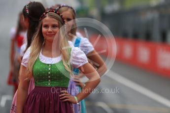 World © Octane Photographic Ltd. Formula 1 - Austria Grand Prix - Sunday - Drivers Parade. Grid Girls. Red Bull Ring, Spielberg, Austria. Sunday 9th July 2017. Digital Ref: 1874LB1D4339