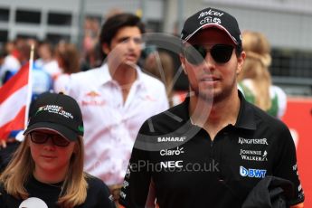 World © Octane Photographic Ltd. Formula 1 - Austria Grand Prix - Sunday - Drivers Parade. Sergio Perez - Sahara Force India VJM10. Red Bull Ring, Spielberg, Austria. Sunday 9th July 2017. Digital Ref: 1874LB1D4397