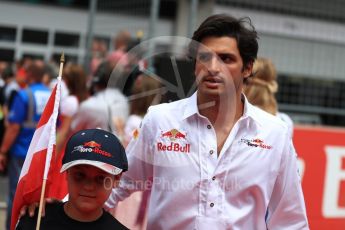 World © Octane Photographic Ltd. Formula 1 - Austria Grand Prix - Sunday - Drivers Parade. Carlos Sainz - Scuderia Toro Rosso STR12. Red Bull Ring, Spielberg, Austria. Sunday 9th July 2017. Digital Ref: 1874LB1D4403