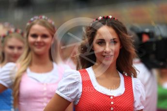 World © Octane Photographic Ltd. Formula 1 - Austria Grand Prix - Sunday - Drivers Parade. Grid Girls. Red Bull Ring, Spielberg, Austria. Sunday 9th July 2017. Digital Ref: 1874LB1D4592