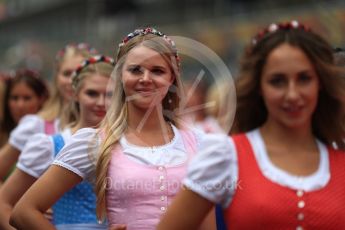 World © Octane Photographic Ltd. Formula 1 - Austria Grand Prix - Sunday - Drivers Parade. Grid Girls. Red Bull Ring, Spielberg, Austria. Sunday 9th July 2017. Digital Ref: 1874LB1D4597