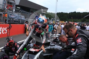 World © Octane Photographic Ltd. Formula 1 - Austria Grand Prix - Sunday - Grid. Romain Grosjean - Haas F1 Team VF-17. Red Bull Ring, Spielberg, Austria. Sunday 9th July 2017. Digital Ref: 1874LB2D6658