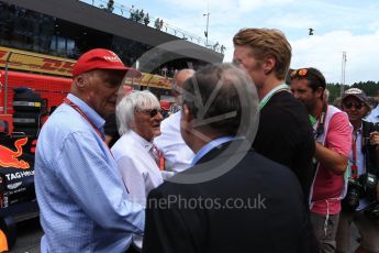 World © Octane Photographic Ltd. Formula 1 - Austria Grand Prix - Sunday - Grid. Niki Lauda - Non-Executive Chairman of Mercedes-Benz Motorsport, Bernie Ecclestone and Jean Todt – President of FIA. Red Bull Ring, Spielberg, Austria. Sunday 9th July 2017. Digital Ref: 1874LB2D6743