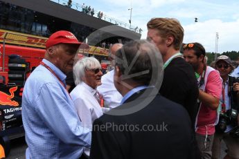 World © Octane Photographic Ltd. Formula 1 - Austria Grand Prix - Sunday - Grid. Niki Lauda - Non-Executive Chairman of Mercedes-Benz Motorsport, Bernie Ecclestone and Jean Todt – President of FIA. Red Bull Ring, Spielberg, Austria. Sunday 9th July 2017. Digital Ref: 1874LB2D6743