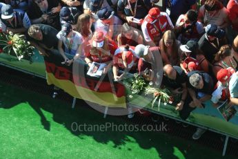 World © Octane Photographic Ltd. Formula 1 - Austria Grand Prix - Sunday - Paddock. Sebastian Vettel fans wait for him. Red Bull Ring, Spielberg, Austria. Sunday 9th July 2017. Digital Ref: 1873LB1D3713