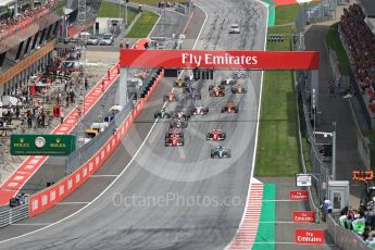 World © Octane Photographic Ltd. Formula 1 - Austria Grand Prix - Sunday - Race. Valtteri Bottas - Mercedes AMG Petronas F1 W08 EQ Energy+ leads race start. Red Bull Ring, Spielberg, Austria. Sunday 9th July 2017. Digital Ref: 1875LB1D4775
