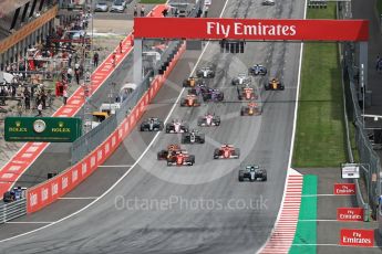 World © Octane Photographic Ltd. Formula 1 - Austria Grand Prix - Sunday - Race. Valtteri Bottas - Mercedes AMG Petronas F1 W08 EQ Energy+ leads race start. Red Bull Ring, Spielberg, Austria. Sunday 9th July 2017. Digital Ref: 1875LB1D4785