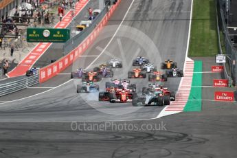 World © Octane Photographic Ltd. Formula 1 - Austria Grand Prix - Sunday - Race. Valtteri Bottas - Mercedes AMG Petronas F1 W08 EQ Energy+ leads race start. Red Bull Ring, Spielberg, Austria. Sunday 9th July 2017. Digital Ref: 1875LB1D4816