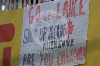 World © Octane Photographic Ltd. Formula 1 - Austria Grand Prix - Sunday - Race. Lance Stroll fan flag. Red Bull Ring, Spielberg, Austria. Sunday 9th July 2017. Digital Ref: 1875LB1D5618