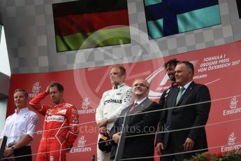 World © Octane Photographic Ltd. Formula 1 - Austria Grand Prix - Sunday - Race - Podium. Valtteri Bottas - Mercedes AMG Petronas F1 W08 EQ Energy+, Sebastian Vettel - Scuderia Ferrari SF70H and Daniel Ricciardo - Red Bull Racing RB13. Red Bull Ring, Spielberg, Austria. Sunday 9th July 2017. Digital Ref: 1876LB1D6166