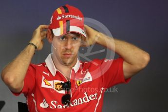 World © Octane Photographic Ltd. Formula 1 - Austria Grand Prix - Thursday - FIA Drivers Press Conference, Part 1. Sebastian Vettel - Scuderia Ferrari. Red Bull Ring, Spielberg, Austria. Thursday 6th July 2017. Digital Ref: 1860LB1D9324