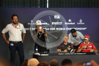 World © Octane Photographic Ltd. Formula 1 - Austria Grand Prix - Thursday – FIA Drivers Press Conference, Part 1. Sebastian Vettel - Scuderia Ferrari and Kevin Magnussen - Haas F1 Team. Red Bull Ring, Spielberg, Austria. Thursday 6th July 2017. Digital Ref: 1860LB2D4421