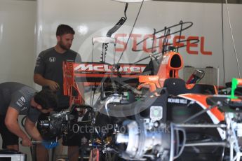 World © Octane Photographic Ltd. Formula 1 - Austria Grand Prix - Thursday - Pit Lane. McLaren Honda MCL32. Red Bull Ring, Spielberg, Austria. Thursday 6th July 2017. Digital Ref: 1861LB1D9046