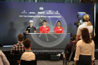World © Octane Photographic Ltd. FIA Formula 2 (F2) - Qualifying Press conference. Charles Leclerc - Prema Racing (Pole), Sergio Sette Camara – MP Motorsport (2nd) and , Antonio Fuoco – Prema Racing (3rd). Red Bull Ring - Spielberg - Austria. Sunday 14th May 2017. Digital Ref: 1865LB2D5790