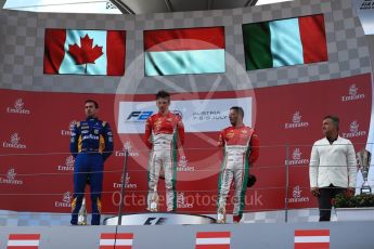 World © Octane Photographic Ltd. Formula 1 - Austria Grand Prix - Saturday - FIA Formula 2 Race 1. Charles Leclerc - PREMA Racing, Nicholas Latifi - DAMS and Antonio Fuoco - PREMA Racing. Red Bull Ring, Spielberg, Austria. Saturday 8th July 2017. Digital Ref: 1863LB1D3252