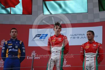 World © Octane Photographic Ltd. Formula 1 - Austria Grand Prix - Saturday - FIA Formula 2 Race 1. Charles Leclerc - PREMA Racing, Nicholas Latifi - DAMS and Antonio Fuoco - PREMA Racing. Red Bull Ring, Spielberg, Austria. Saturday 8th July 2017. Digital Ref: 1863LB1D3258