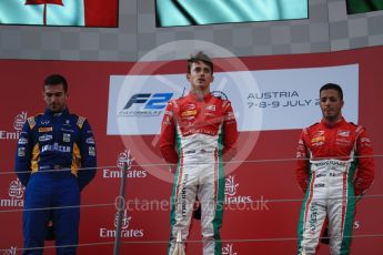 World © Octane Photographic Ltd. Formula 1 - Austria Grand Prix - Saturday - FIA Formula 2 Race 1. Charles Leclerc - PREMA Racing, Nicholas Latifi - DAMS and Antonio Fuoco - PREMA Racing. Red Bull Ring, Spielberg, Austria. Saturday 8th July 2017. Digital Ref: 1863LB1D3270